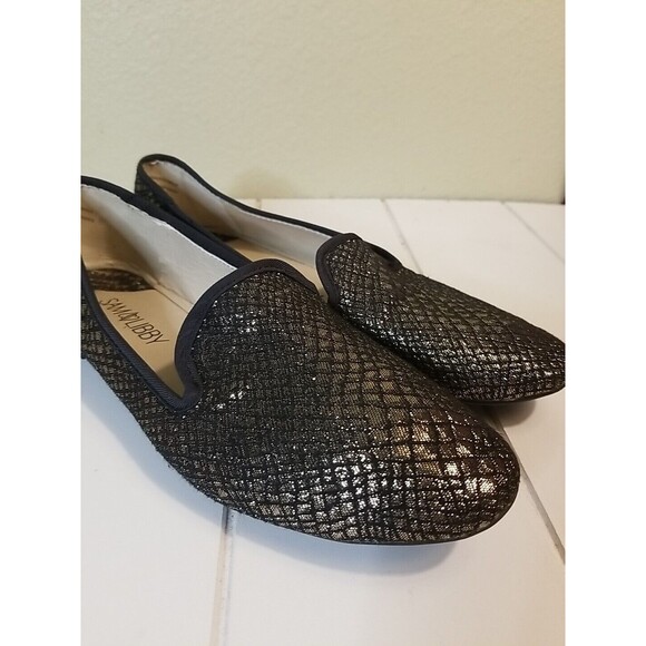 Sam & Libby Shoes Flats Womens Size 8.5 Black Gold Shimmer Slip On - Picture 2 of 13